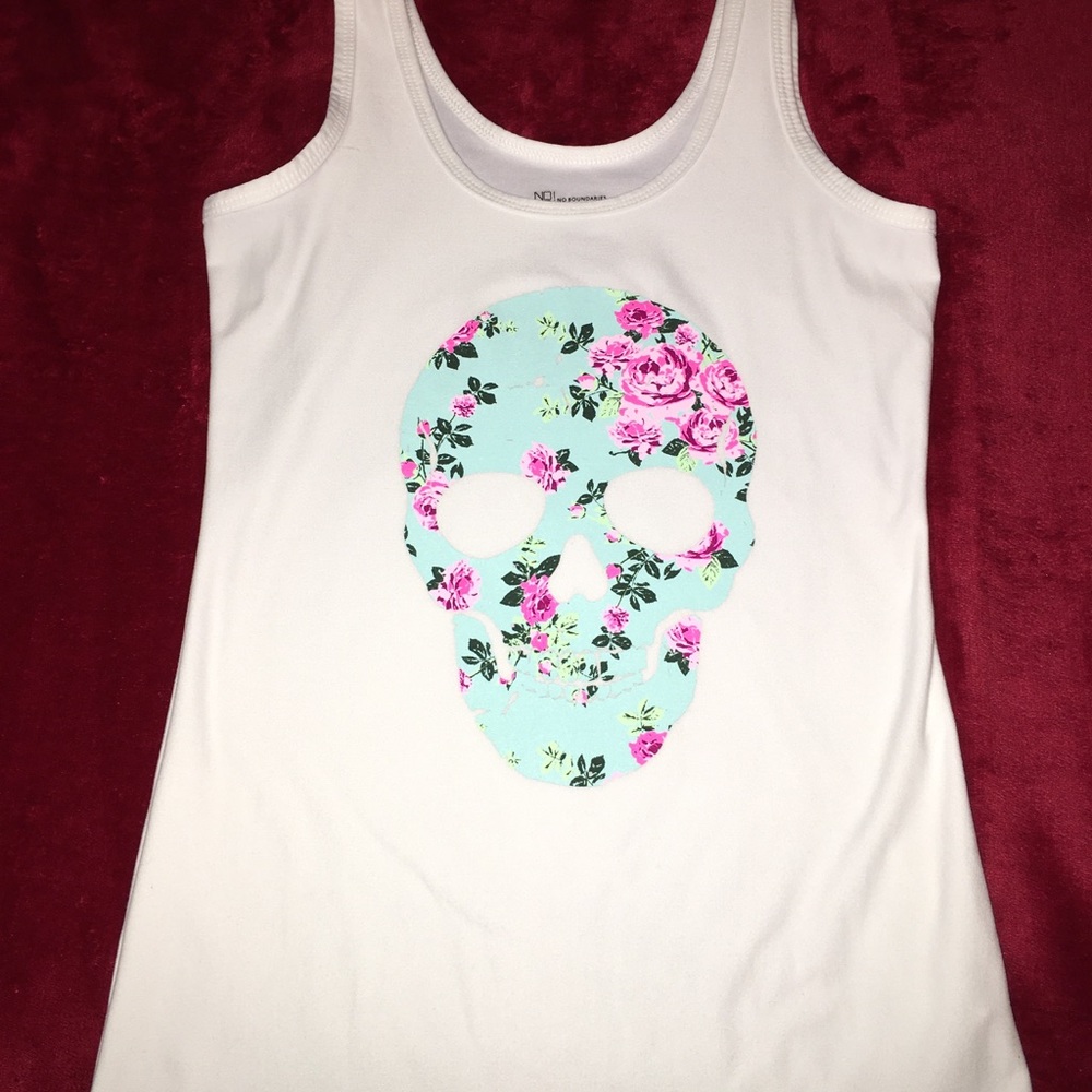 Rose/Turquoise skull tank top